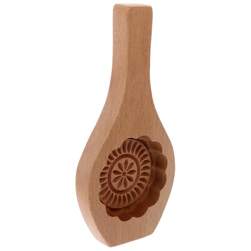 Cabilock Moule à gâteau de lune en bois alimentaire forme fleur ronde résistant à la chaleur outil de pâtisserie pour petits gâteaux de lune décoration traditionnelle pour biscuits et