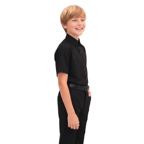 Image of Lilax Boys Classic Short Sleeve Button Down Casual Solid Dress Shirt