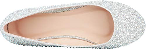 Cambridge Select Women's Round Toe Glitter Crystal Rhinestone Ballet Flat,6 B(M) US,Silver Glitter - Image 4