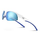 KastKing Cuivre Polarized Sport Sunglasses for Men and Women, Gloss White Frame, Smoke Base Ice Blue