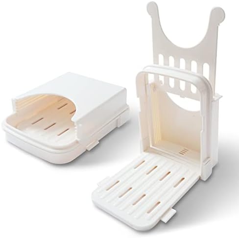 KitchenThinker Bread Slicer for Homemade Bread, Plastic Bread Slicer Machine and Compact Bread Slicing Guide 4 Sizes Bread Loaf Slicer Thin Bread Cutter, Foldable and Manual Bread Slicer for Kitchen