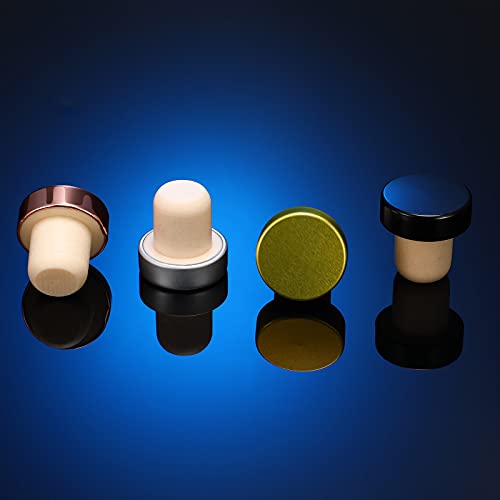 Yookeer T-shaped Stopper Cork Wine Bottle Stoppers Reusable Wine Sealing Plug for Beer Bottles DIY Craft(Black, Silver, Gold, Rose Gold,24 Pieces)