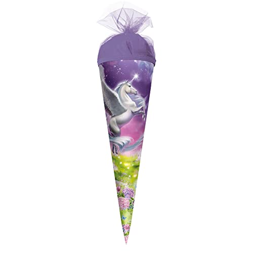 ROTH Geschenk-Schultüte klein Magic Pegasus 22 cm - rund Tüllverschluss - Zuckertüte Schulanfang