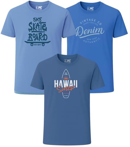 Image of JRC Just Royal Clothing 3 Pack Men's Printed Crew Neck T-Shirts, 100% Cotton Short Sleeve Graphic Tops (P5, XXXL)