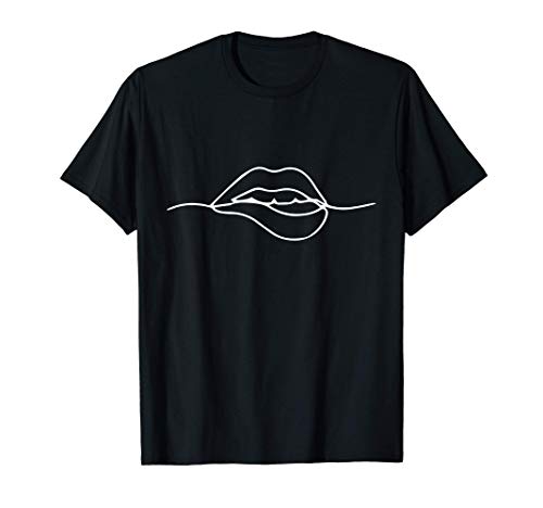 Line Art Lips Abstract Minimalist Drawing Cool Novelty Gifts Camiseta