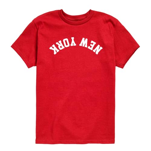 Image of Instant Message - New York White Upside Down - Youth Boys Short Sleeve Graphic T-Shirt