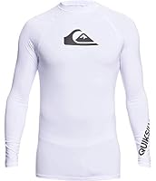 Quiksilver Men's Standard All Time Long Sleeve Rashguard UPF 50 Sun Protection Surf Shirt, White, Medium