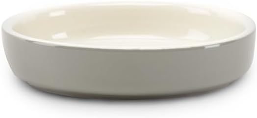 Scruffs Classic Stoneware Pet Cat Food and Water Saucer Bowl 13 cm x 13 cm x 3.5 cm Grey