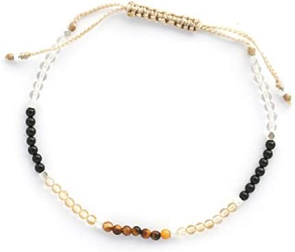 BALIPURA - Protection Aura Bracelets Gift for Women (2mm Small Beads) - Beaded Crystals, Black Tourmaline, Citrine, Quartz, 925 Solid Silver Beads - Precious Gemstones Healing Crystals Stone