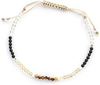 BALIPURA - Protection Aura Bracelets Gift for Women (2mm Small Beads) - Beaded Crystals, Black Tourmaline, Citrine, Quartz, 925 Solid Silver Beads - Precious Gemstones Healing Crystals Stone