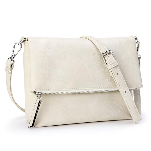 Image of KALIDI Vintage Vegan Leather Crossbody Bag PU Shoulder Bag Handbag Multiple Pockets Adjustable Removable Strap Women