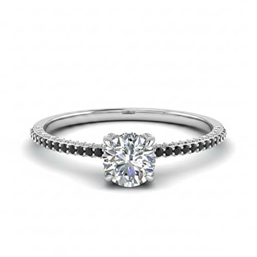 Image of Choose Your Gemstone Delicate Hidden Halo Diamond CZ Ring 925 Sterling Silver Round Shape Petite Engagement Rings Minimal Modern Design Birthday Gift Wedding Gift US Size 4 to 12