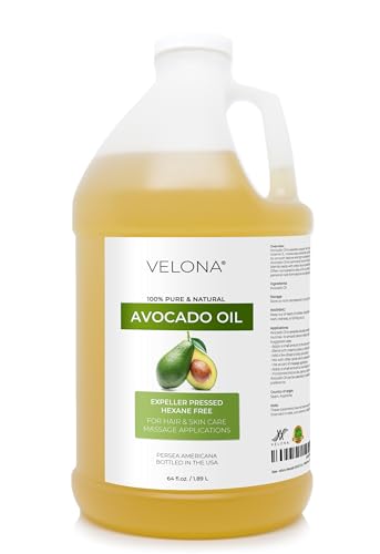 velona - Avocado Oil 64 fl oz | 100% Pure & Natural Carrier Oil | Refined Cold Pressed | Hair Body & Skin