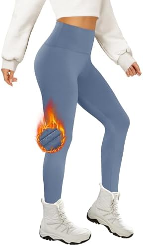 AMIYOYO Thermo Leggings Damen High Waist Mit Fleece | Gefütterte Thermoleggins, Blickdicht Strumpfhose, Warm Kuschelig Elastisch Sport Leggins für Winter