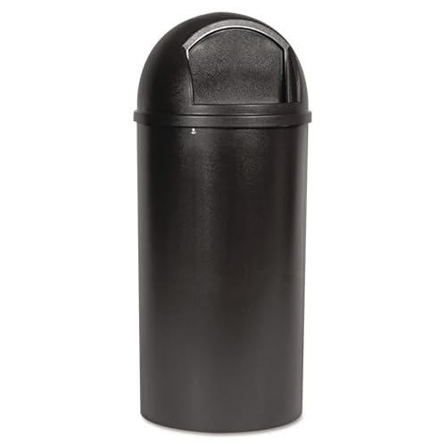Image of Rubbermaid Commercial Products Marshal Classic Container Round Trash Can 25 Gallons Brown Outdoor for Parks /College Campuses /Outdoor Shopping Malls