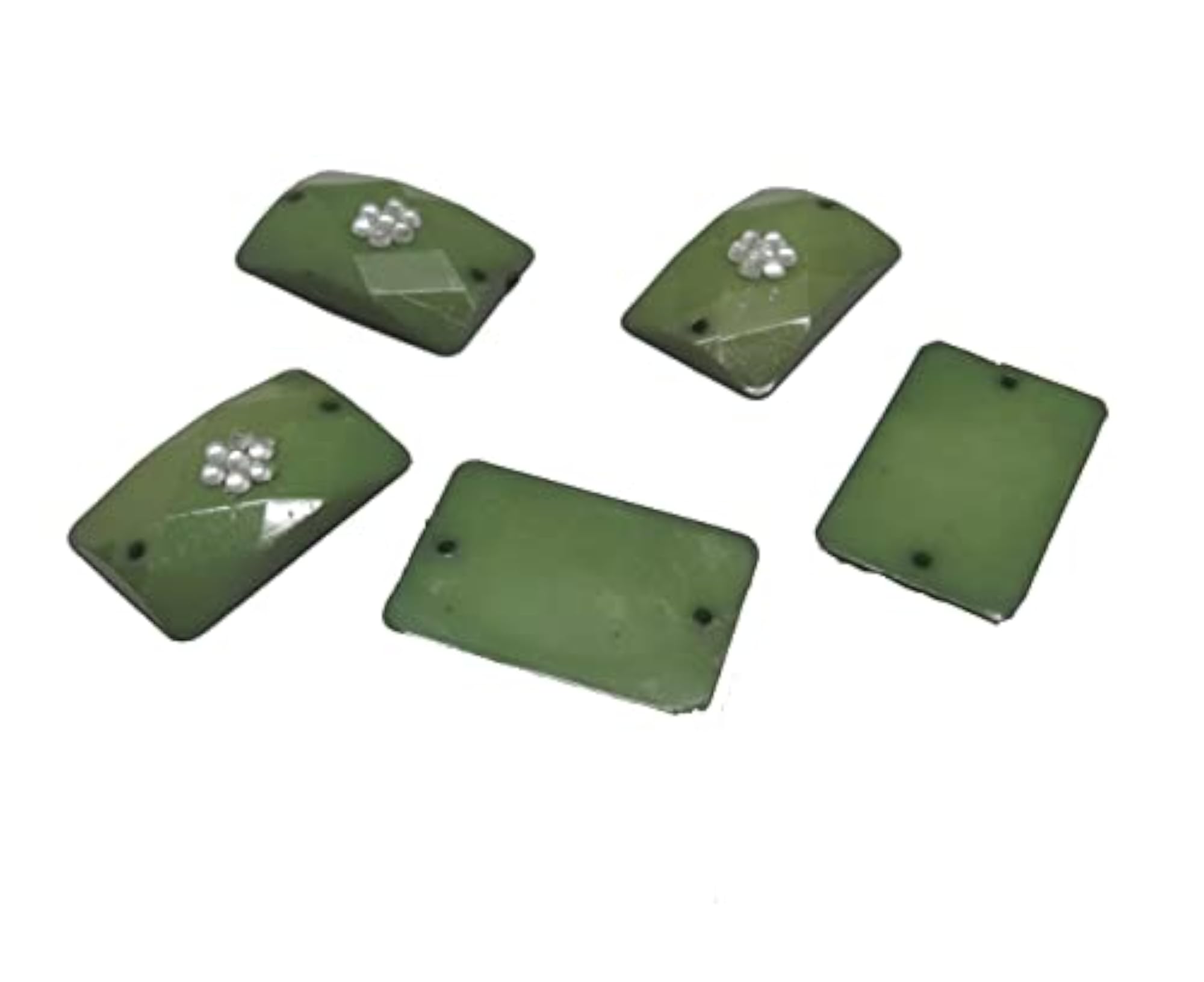 Rectangle Shaped Plastic Stone with Kundan for Jewellery Making