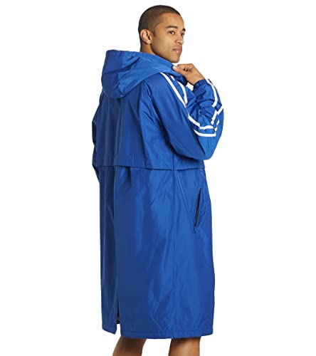 Sporti Striped Comfort Fleece-Lined Swim Parka - Royal Blue Shell/Charcoal Lining - Large #TOP3