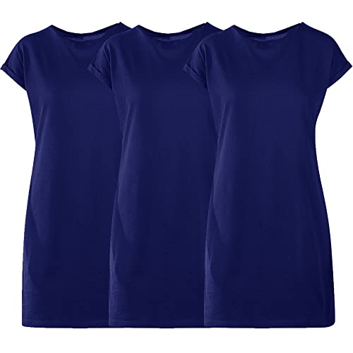 Kit com 03 Vestidos Camisetão Feminino Mulheres Super Estiloso – Marinho - Marinho - Marinho - GG
