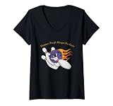 Damen Hammer Purple Pin Eater Bowling Kugel Bowlingbahn Bowlen T-Shirt mit V-Ausschnitt