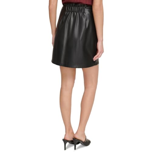 DKNY Womens Faux Leather Wrap Skirt Black 142