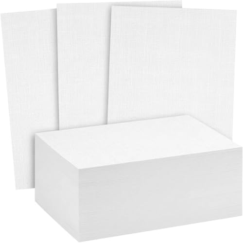 Reskid Premium Linen Textured Cardstock Thick Heavyweight White 130lb Cover (350 GSM) 100 Sheets World-Class Elegance for Invitations Menus and Professional DIY Projects (2x3.5 Inches)