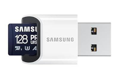Samsung PRO Ultimate Tarjeta de Memoria MicroSD con Lector USB  128 GB  200 MB/s y 130 MB/s  UHS-I  C10  U3  V30  A2  4K UHD  Apta para Smartphone  Tablet  GoPro  DJI Dron  Steam Deck  MB-MY128SB 
