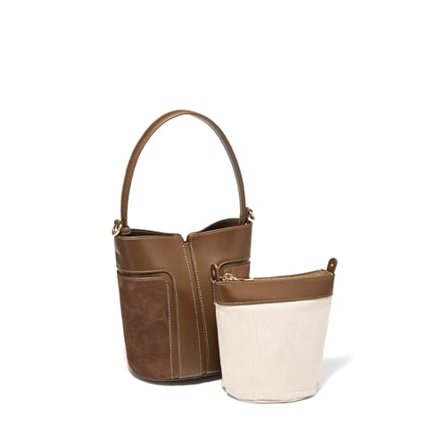 Image of LAORENTOU Suede Designer Handbags for Women, Mini Size Bucket Bag for Ladies, Crossbody Purse with Removable Strap