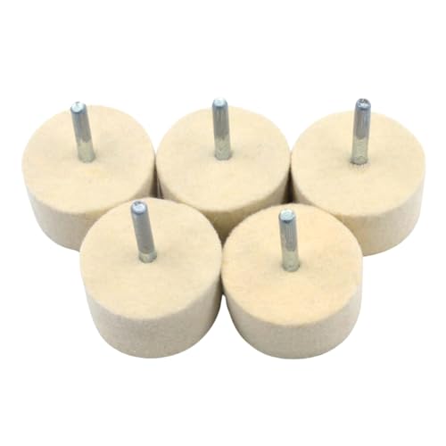 Image of KWICK CUT+ 50x25mm 5 PCS Felt Polishing Spindle Wheel 6mm Shank | Wool Buffing Pads Kit for Dremel, Grinder, Drill | High-Density Wheels for Metal, Jewelry, Glass & Wood Finishing | Mirror Finishing