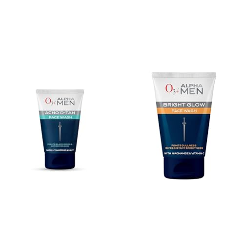 Image of O3+ ALPHA MEN Acno D-TAN Face Wash with Hyaluronic & Mint & O3+ ALPHA MEN Bright Glow Face Wash 50g Combo