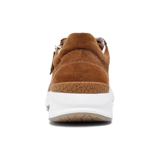 NACARAT Women's Genuine Leather Slip On Walking Shoes Fashion Sneaker with Side Zipper-24