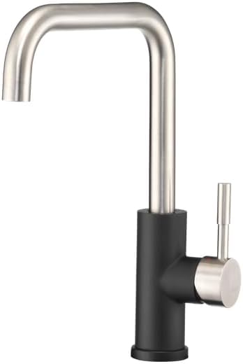 RV Kitchen Faucet Deck Mount Squared-Arc Single Lever Matte Black/Satin Nickel - DFMK533LKM