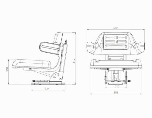 Miniatura 3 de Asiento De Tractor Con Reposabrazos Universal Negro, Azul, Rojo, Amarillo