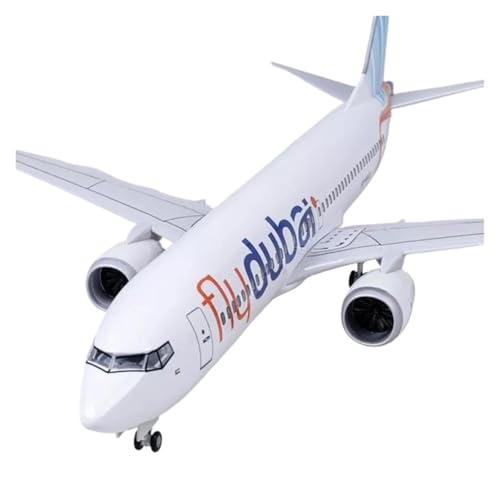 Modèle avion B737 Dubai 47cm résine statique sans entretien ni piles pour vitrine