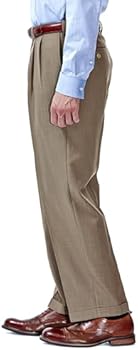Haggar mens Eclo Stria Expandable-waist Pleat-front dress pants, Khaki, 44W  x 30L US : Buy Online at Best Price in KSA - Souq is now Amazon.sa: Fashion