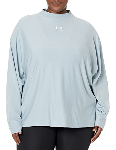 Under Armour Women's Rival Terry Oversized Crew, (465) Harbor Blue / / White, Large
