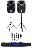 Rockville Power GIG RPG-122K All In One DJ/PA Package (2) 12' DJ/PA Speakers 1000 Watts Peak Power/250 Watts RMS with Built in Bluetooth, USB/SD Player, FM Tuner, Speaker Stands and a Wired Microphone