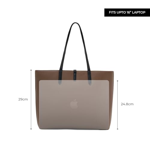 Image of Miraggio Sabine 16 Inch Laptop Tote Bag For Women Office Use | Office Tote Bag With Padded Laptop Sleeve And Zipper Closure | Stylish Totes
