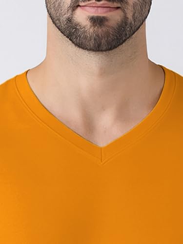 Image of Friskers Men's V-Neck Short Sleeves Cotton T-Shirt - Casual T-Shirt, Regular Fit