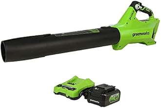 Greenworks 24V (110 MPH / 450 CFM / 200+ Compatible Tools) Cordless Brushless Axial Leaf Blower, 4.0Ah Battery and Charger Included