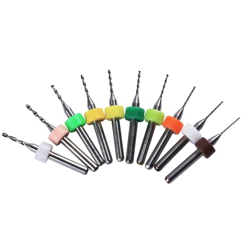 Micro Mini Drill Bit Set 10 pcs 0.6mm 0.7mm 0.8mm 0.9mm 1.0mm 1.1mm 1.2mm 1.3mm 1.4mm 1.5mm Tungsten Carbide Bits 1/8 inch Shank Compatible with Dremel Precision Drill Bit Set