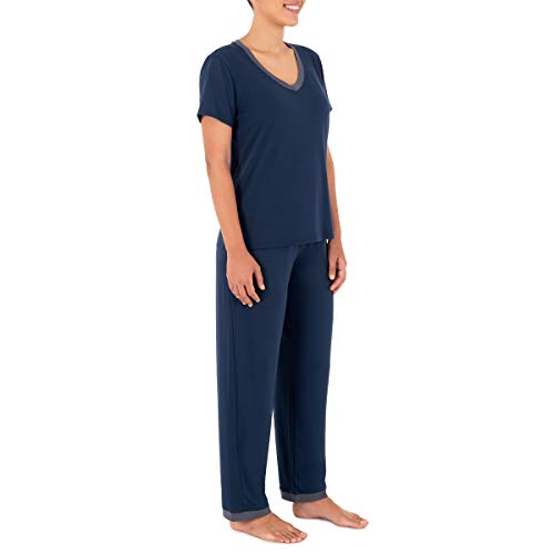 Image of Fruit of the Loom womens Short Sleeve Tee and Pant 2 Piece Sleep Set