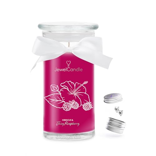 JuwelKerze Hibiscus & Juicy Raspberry Ohrringe Silber - Schmuckkerze 80 Std...