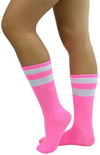 Image of ToBeInStyle Women's Acrylic Ankle Hi With Double Stripe Top Crew Fun Athletic Socks