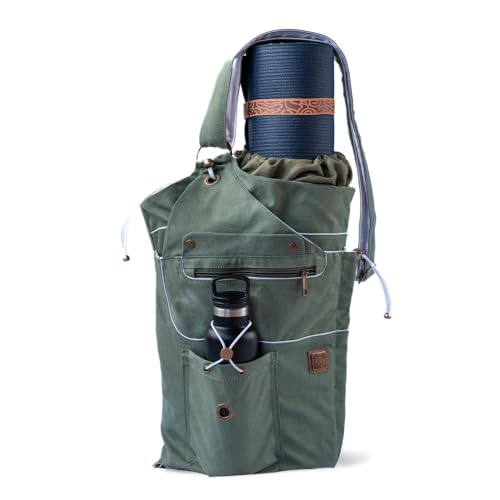 WRASCO Yoga Mat Bag | Large Canvas Yoga Bag and Carrier Fits All Your Yoga Accessories | Yoga Backpack, Yoga Mat Carrier, Yoga Gift