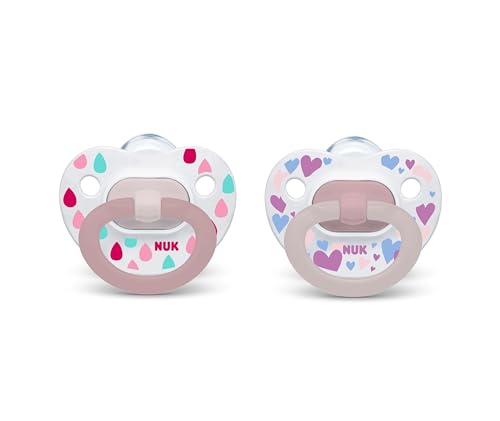 Image of NUK | Orthodontic Pacifiers | Pink-Powder Pink | 6-18 Months | Best Pacifier for Breastfed Babies | BPA Free | Shaped to Soothe Just Like Mom | 2-Pack