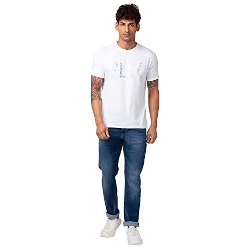 Image of Spykar Men's Mid Rise Mid Cotton Stretch Comfort Fit Straight Length Jeans (Ricardo)