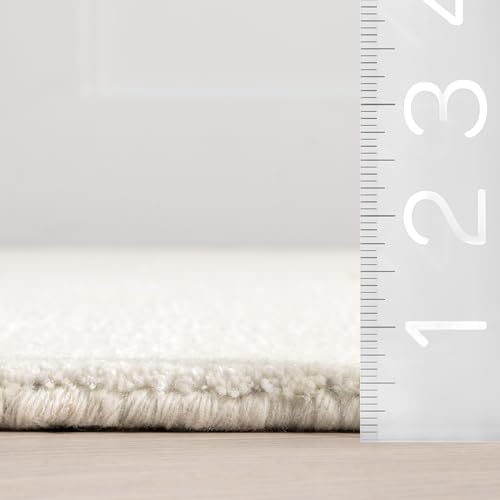 Image of Nuloom Speckled Alabaster Solid Flatweave Wool Area Rug, 9' x 12' | Nuloom Speckled Solid 9' x 12' Wool Area Rug for Living Room Bedroom Dining Room, Alabaster