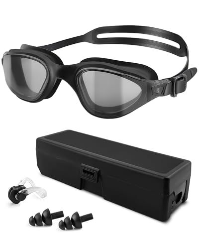 Updated Anti-Fog Swimming Goggles Adults Providing UV Protection and Secure fit Ensuring a Leak-free Swimming Experience Suitable for Both Men and Women Black Swimming glasses