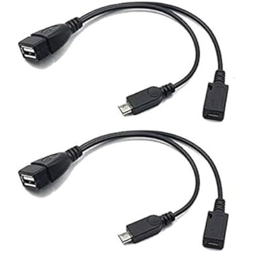 2 Pack OTG Cable Replacement for Fire Stick 4K, Amazon Fire TV, Compatible with Samsung Galaxy LG Android Phone Tablet Micro USB Host with Micro USB Power
