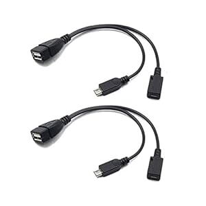 2 Pack OTG Cable Replacement for Fire Stick 4K, Amazon Fire TV, Compatible with Samsung Galaxy LG Android Phone Tablet Micro USB Host with Micro USB Power